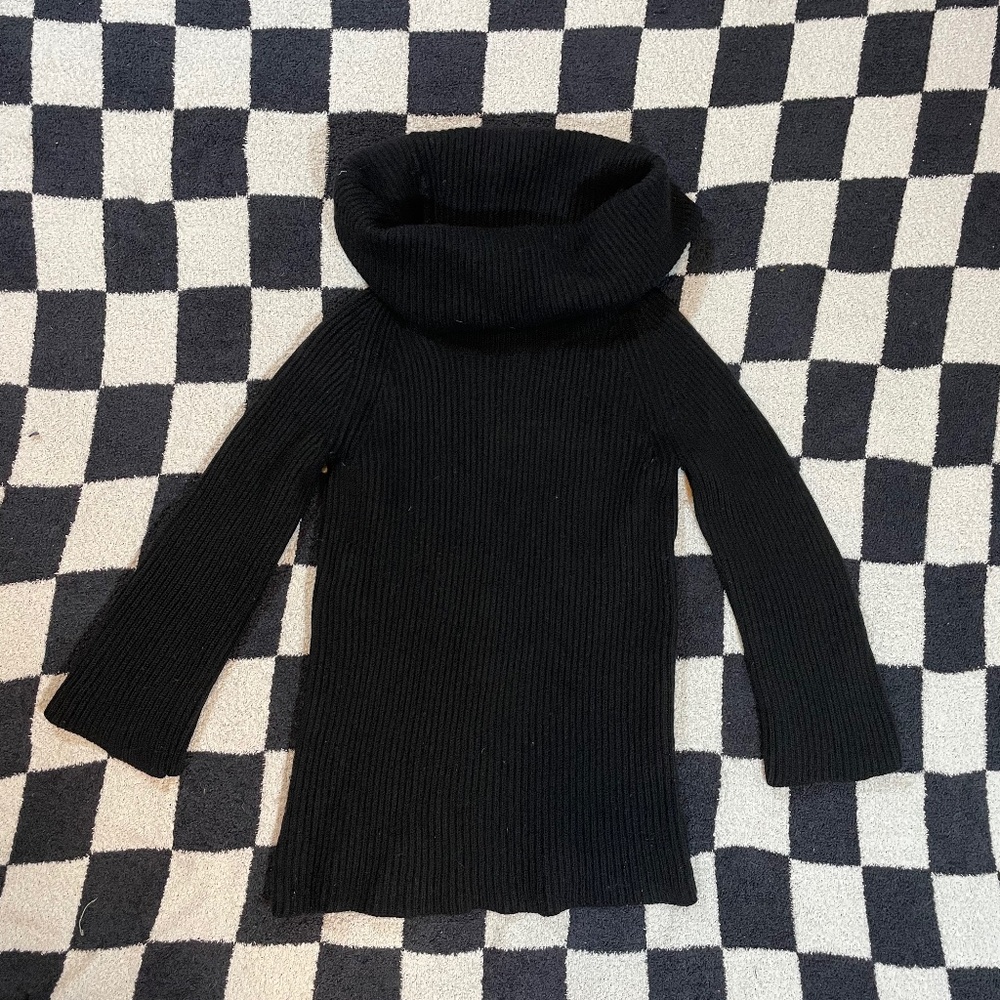 banana republic women's black merino wool cowl neck sweater size xs